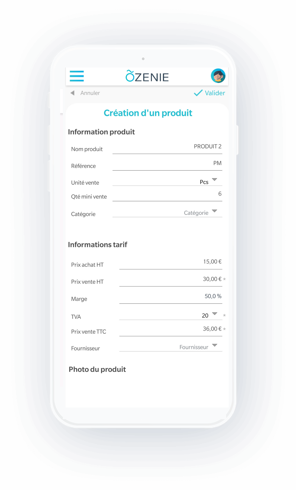 création d'un produit